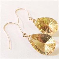 $500 14K  Lemon Quartz(13.5ct) Earrings