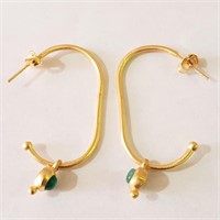 $120 Silver Green Onyx Earrings