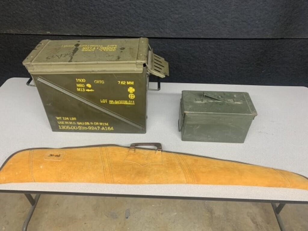2 Ammo Boxes and Rifle Case