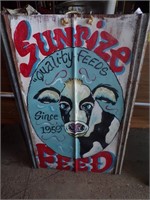 Metal Sunrise Feed sign w. cow