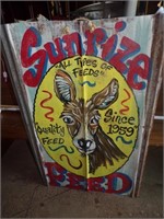 Metal Sunrise Feed sign w. mule