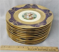 Limoges Roman Gold Handpainted Cabinet Plate Set