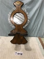 Wooden holder w/mirror