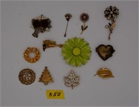 50K: (12) pins/costume jewelry