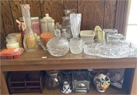 Vases, Pressed Glass, Candles, Cut Glass, Etc.