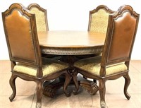(5pc) Traditional Style Pedestal Dining Group