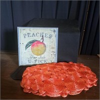 Peaches Decor Sign & 6 Orange Coil Placemats