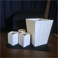 Wooden Trash Can & Toiletry Holders