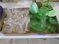 Assorted Green Glassware