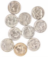 Coin 10 Buffalo Nickels Almost Unc- Uncirculated