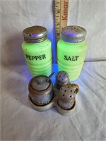 Uranium Glass Salt & Pepper Shakers, Vintage