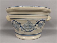 Cracker Barrel Blue Leaf Pottery Bowl