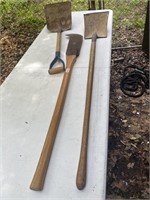 Pair of shovels and bush axe