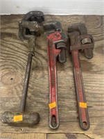 Pipe wrench and pipe cutters