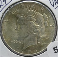 1924 UNC Peace Silver Dollar.