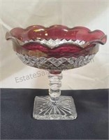 Pressed glass ruby candy dish. 5½×4½