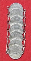 Silver Bracelet with (7) Mexico 20 Centavos