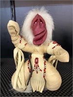 Native American Doll w/carved wooden face