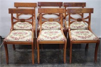 Set of (6) Dining Chairs w/ Floral Covered Seats