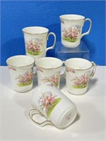 6 Royal Albert Blossom Time Coffee Mugs