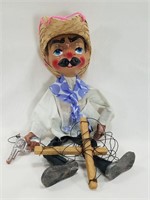 Vintage Mexican String Puppet w/ Silver Handgun