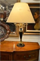Pair of Empire style bronze and marble table lamps