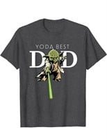 Star Wars Yoda Lightsaber Best Dad T-Shirt, Large
