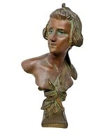 Antique Greek enchantress bronzed bust art deco
