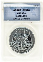 Coin 2013 Canada Antelope Silver (99%) ANACS-MS70
