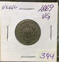 1869 US shield nickel