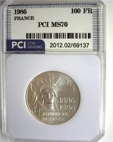 1986 100 Francs PCI MS70 France