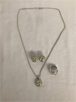 Sterling Silver Chain, Pendant, Earrings and Ring