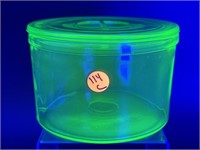 URANIUM GLASS LARGE ROUND REFRIGERATOR JAR