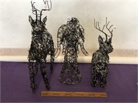 3 Wire and Tiny Vine Christmas Figures Deer/Angel
