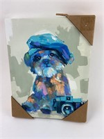 Colorful Cute Dog w/Hat & Camera Canvas Art Print