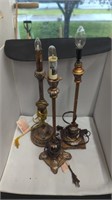 Set of 3 Table Lamps & a Box of Lamp Shades