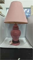 Vintage Pink Ginger Jar Lamp With pink Shade