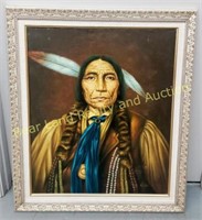 Perilloff Handpainted Framed Native American