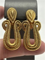 Givenchy Paris Fine Gold Tone Regal Earrings