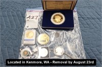 LOT, ASSORTED COINS & MEDALLIONS (SOME COINS ARE