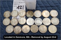 LOT, APPROX (20) CANADIAN SILVER DOLLARS TO