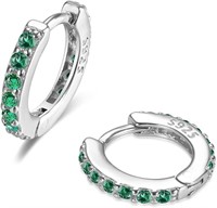 Gold-pl. Round .14ct Emerald Huggie Earrings