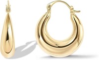 14k Gold-pl Chunky Hoops Earrings
