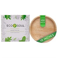 ECO SOUL 10 Inch Palm Leaf Round Plates 100Ct