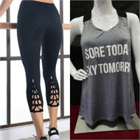 Women’s Athletic 2 pc Tank Top & Leggings Set XL