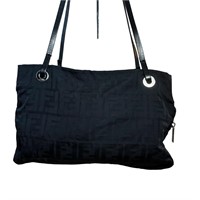 Fendi Vintage FF Nylon Tote Bag Black