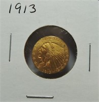 1913 $2 1/2 gold Indian