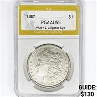 1887 Morgan Silver Dollar PGA AU55 VAM-12,