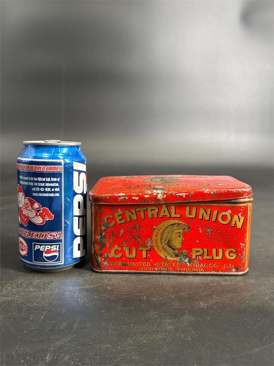 CENTRAL UNION CUT PLUG TOBACCO TIN U.S. TOBACCO CO