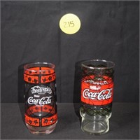 1) VTG Coca Cola Stained Red/Black Glass and 1)